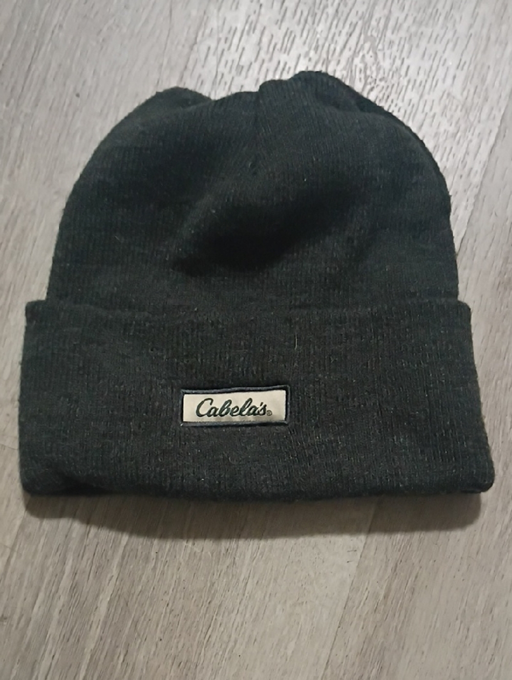 Cabela's Black Knit Cuffed Beanie with Logo Patch